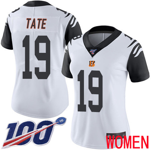 Cincinnati Bengals Limited White Women Auden Tate Jersey NFL Footballl #19 100th Season Rush Vapor Untouchable->women nfl jersey->Women Jersey